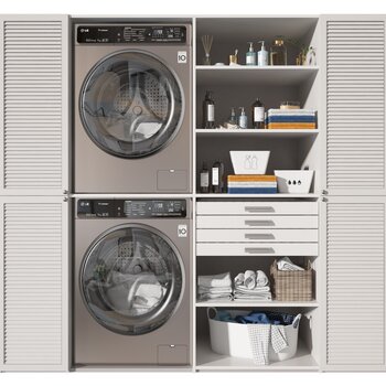 现代阳台洗衣机柜组合3d模型