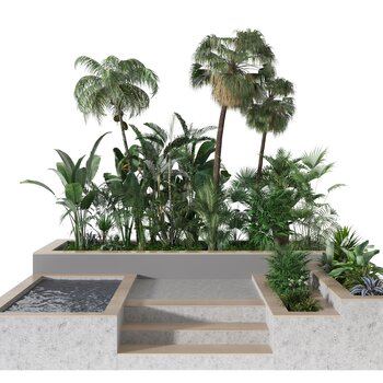 现代景观植物堆3d模型
