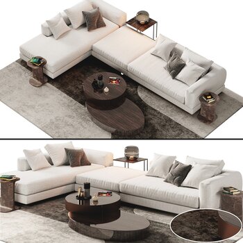 Minotti 现代多人沙发茶几组合3d模型
