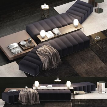 Minotti 现代沙发凳茶几组合3d模型