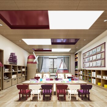 现代幼儿园美术室3d模型