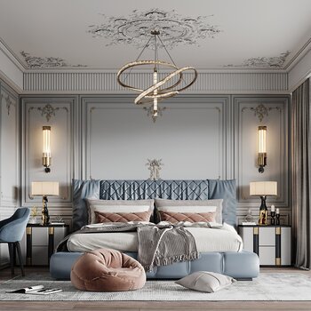 法式轻奢卧室3d模型