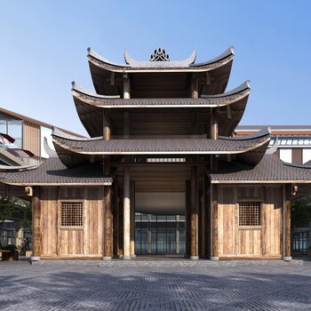 中式建筑门头模型