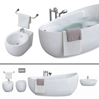 现代浴缸洗手盆马桶组合3d模型