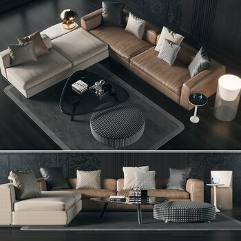 意大利 米洛提 minotti 现代沙发茶几组合3d模型