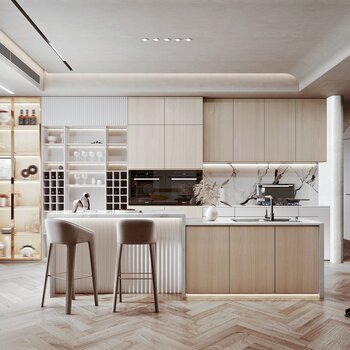 北欧开放式厨房3d模型