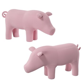 粉猪动物坐凳3d模型
