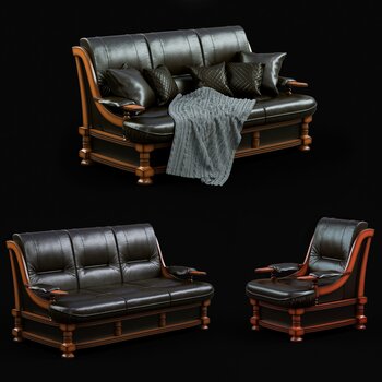 美式沙发组合3d模型