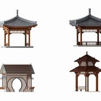 中式古建凉亭 