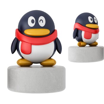 现代企鹅摆件3d模型