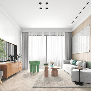 观致设计 现代客厅3d模型