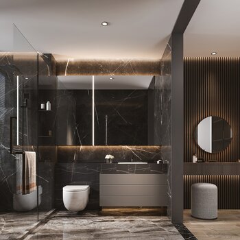 现代居家浴室3d模型
