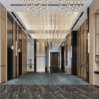 现代酒店电梯厅走道