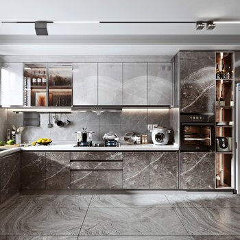 现代厨房橱柜3d模型