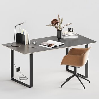 Muuto 现代办公桌椅摆件组合3d模型