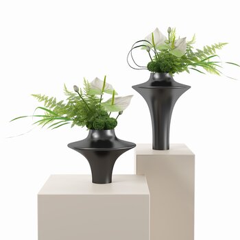现代花瓶植物摆件3d模型
