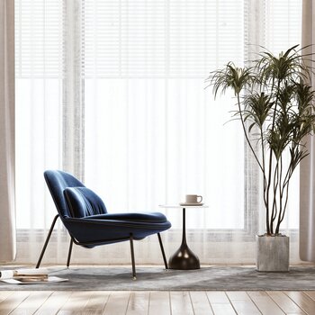 现代休闲椅窗帘组合3d模型