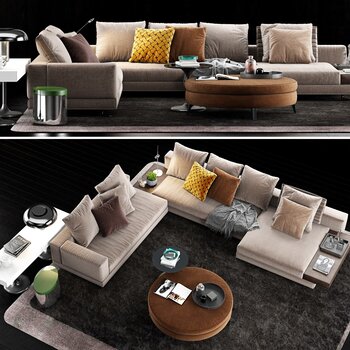 意大利 Minotti 现代沙发茶几组合3d模型