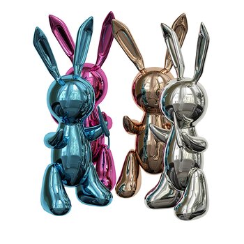 现代金属兔子雕塑