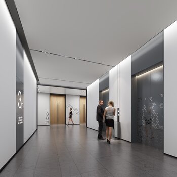 现代工装电梯厅走廊
