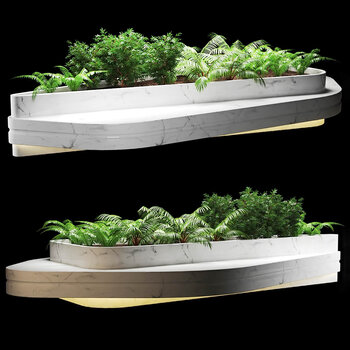 现代绿植池3d模型
