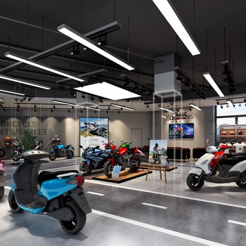 现代摩托车店3d模型