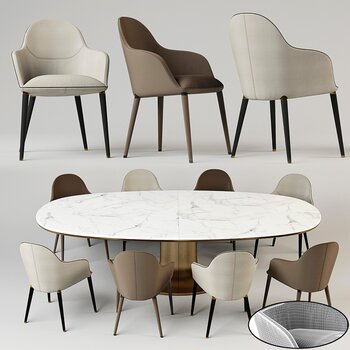 意大利Giorgetti 现代餐桌椅组合3d模型