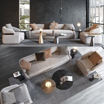 意大利 Arflex 现代沙发茶几组合3d模型