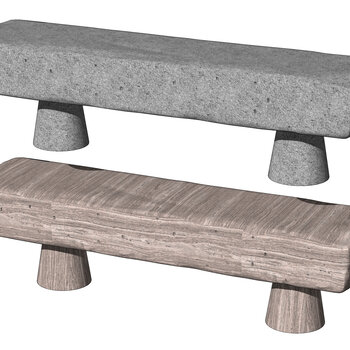 现代石头坐凳su模型