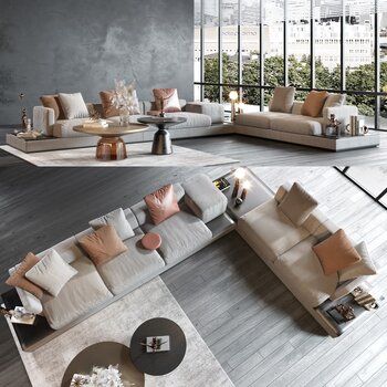 意大利 Arflex 现代沙发茶几组合 3d模型
