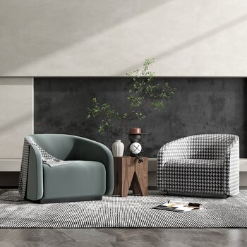 Fendi 现代单人沙发组合3d模型