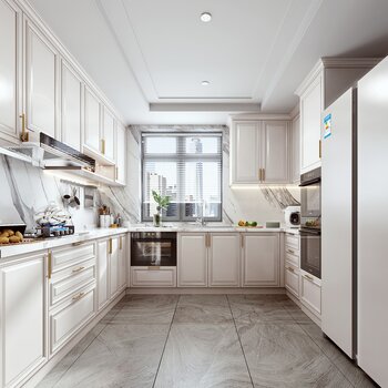美式厨房橱柜3d模型