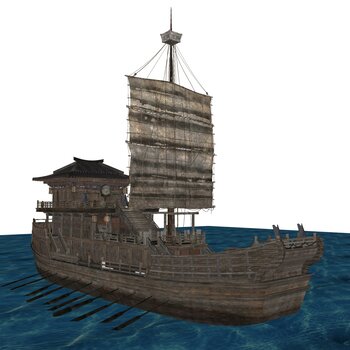 中式三国船su模型