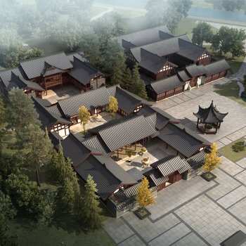 中式四合院3d模型