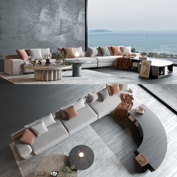 意大利 Poliform 现代沙发茶几组合3d模型