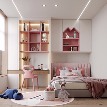 现代儿童房卧室3d模型