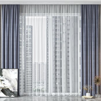 现代窗帘  3d模型