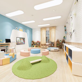 现代幼儿园活动室3d模型