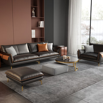 现代皮革沙发组合3d模型