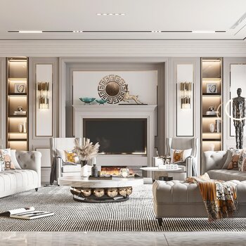 美式客厅3d模型
