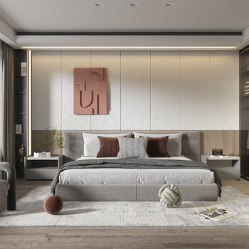 现代轻奢卧室3d模型