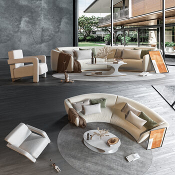 意大利 米洛提 minotti 现代沙发茶几组合 3d模型