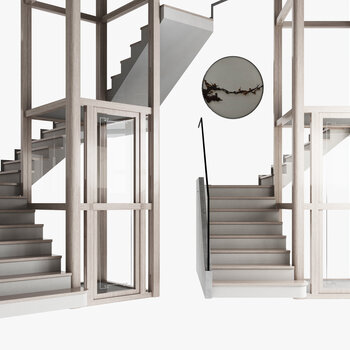 新中式楼梯电梯组合