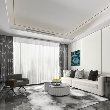 库玛设计 现代客厅3d模型