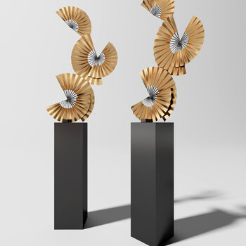 现代扇子雕塑3d模型