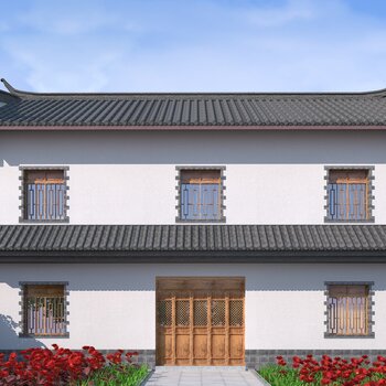 中式建筑外景3d模型