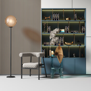 现代书柜休闲椅3d模型