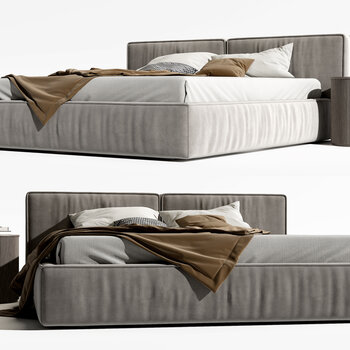 现代双人床3d模型