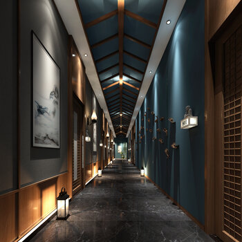 新中式酒店走廊过道