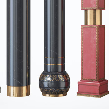 新中式柱子3d模型